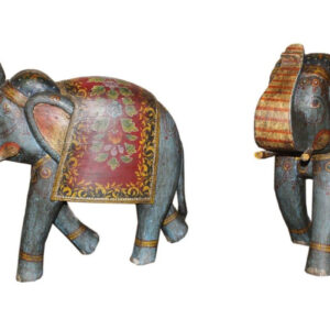 handgeschnitzte und -bemalte elefanten aus indien